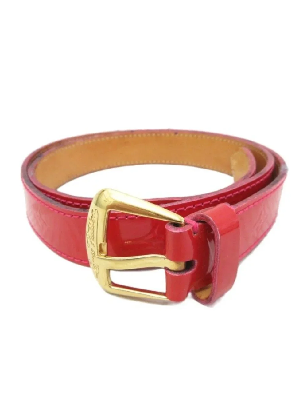Louis Vuitton Ceinture Vernis Monogram Belt Logo Eyelet All Over Pattern 32 80